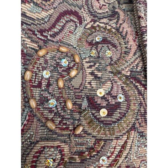 Vintage Ellen Figg Paisley Tapestry Blazer Jacket With Sequins - Picture 7 of 8